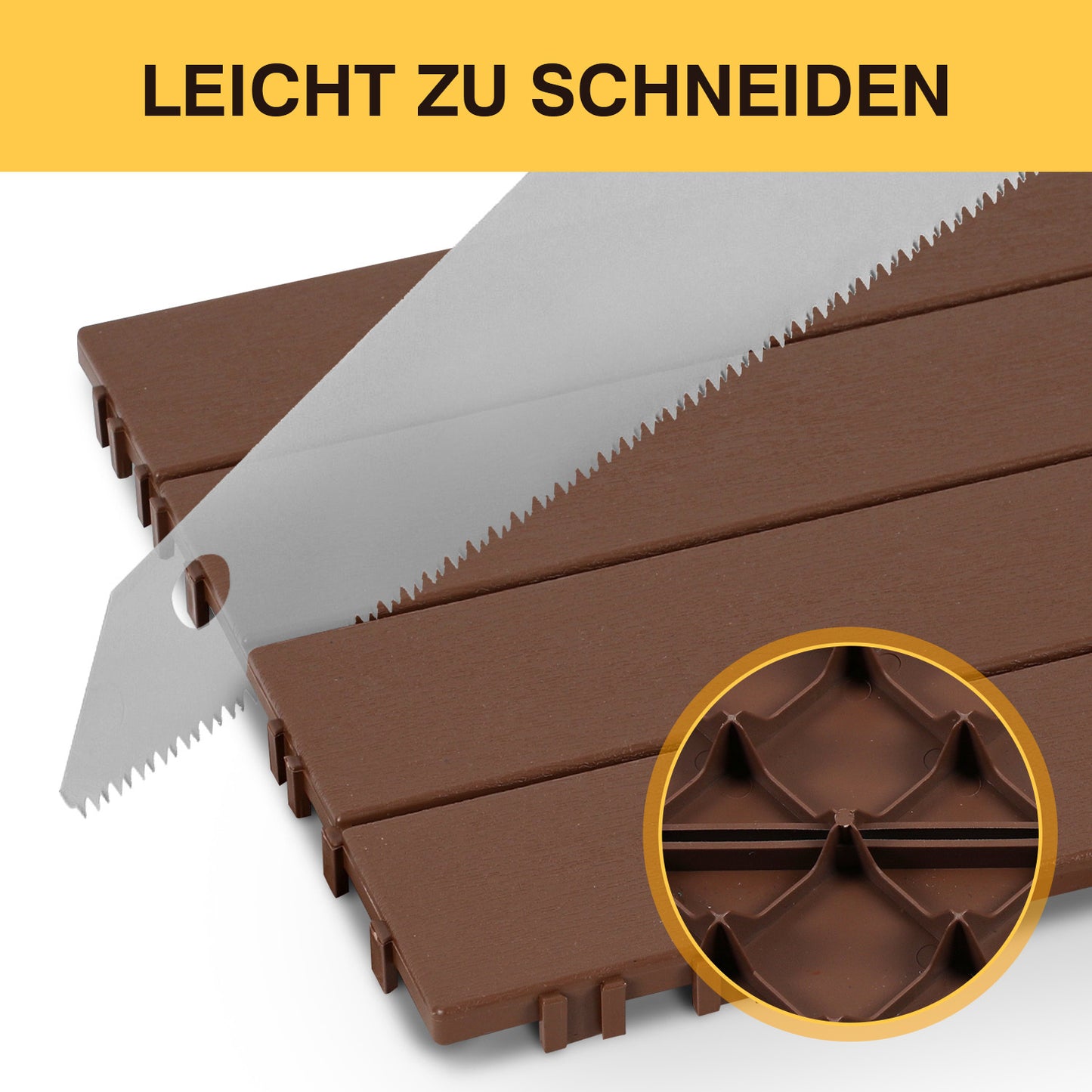 Hengda PP Balkonfliesen 30x30cm, Terrassenfliesen mit Drainage, PP Steckfliesen