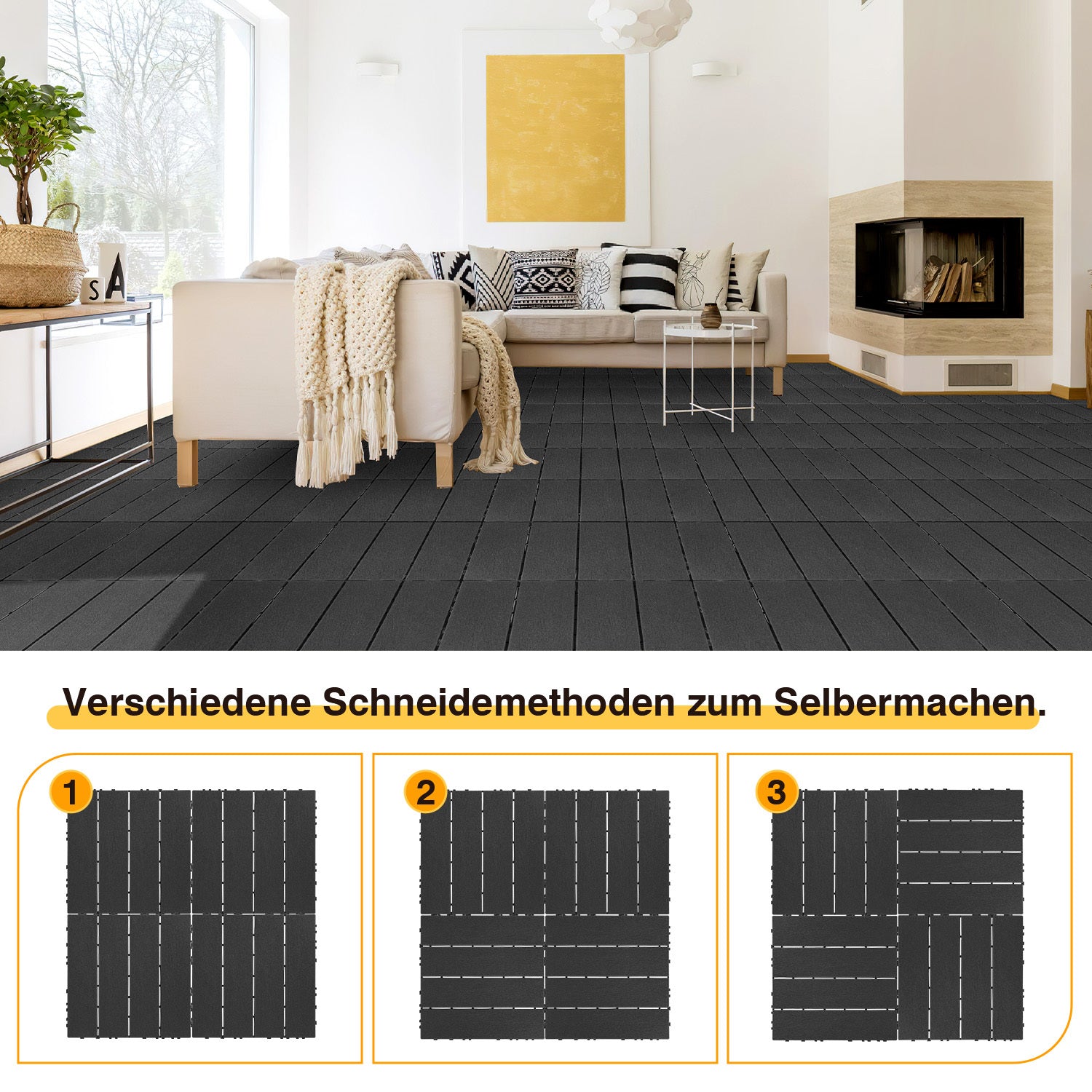 Hengda PP Balkonfliesen 30x30cm, Terrassenfliesen mit Drainage, PP Steckfliesen