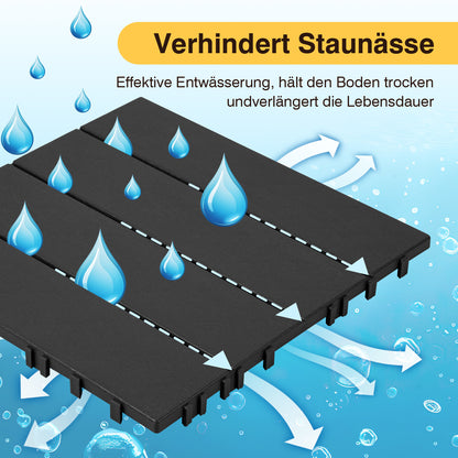 Hengda PP Balkonfliesen 30x30cm, Terrassenfliesen mit Drainage, PP Steckfliesen