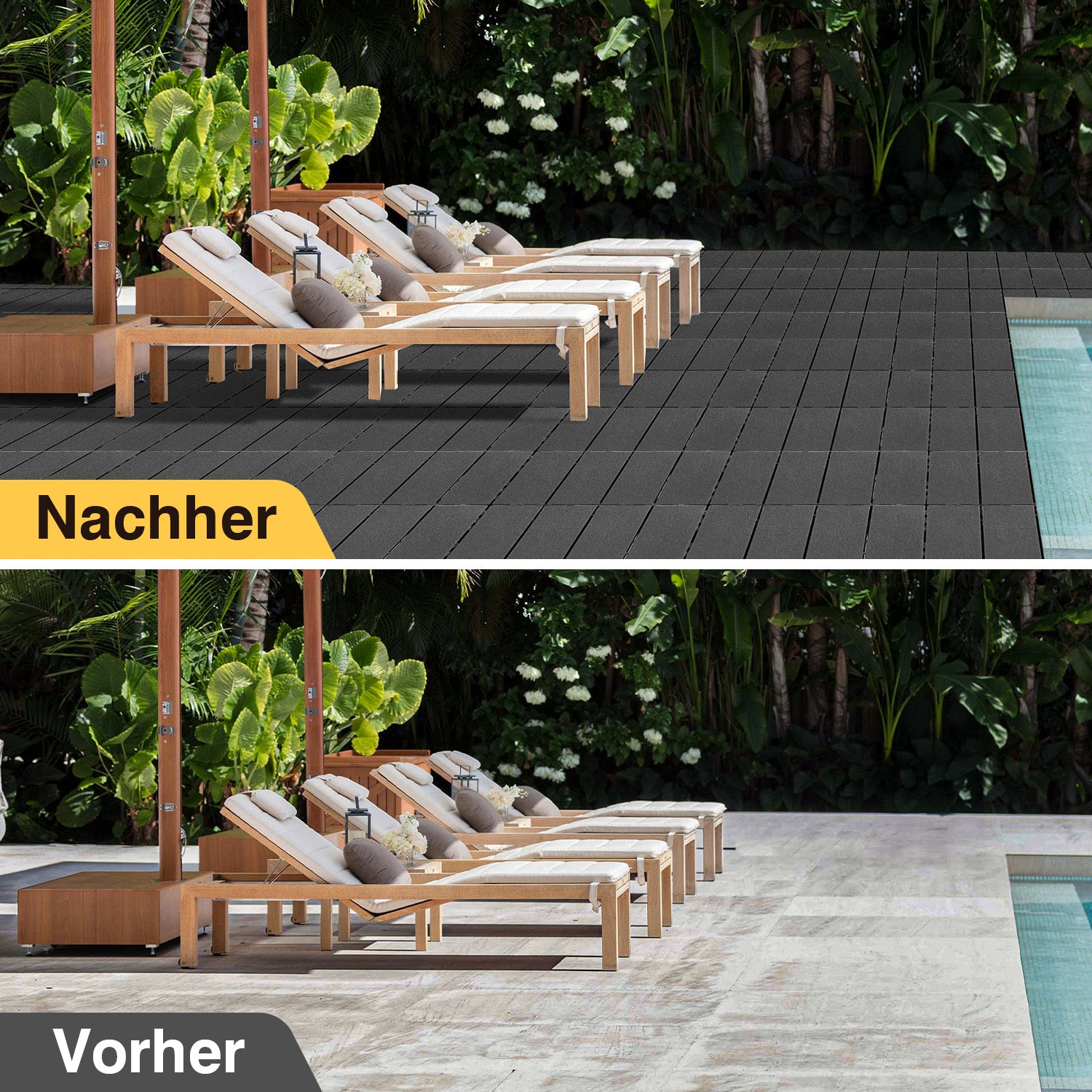 Hengda PP Balkonfliesen 30x30cm, Terrassenfliesen mit Drainage, PP Steckfliesen