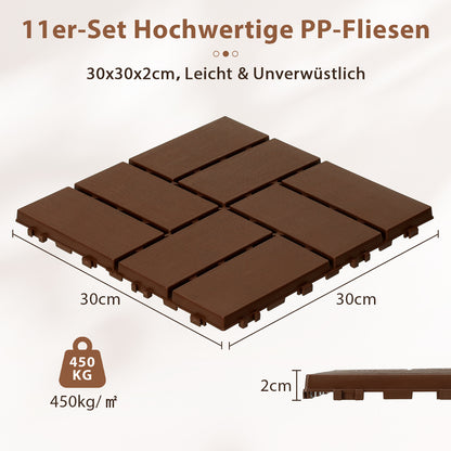 Hengda 30x30cm Bodenfliesen Set, PP Terrassenfliesen, mit Drainage-Klicksystem