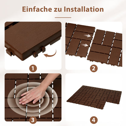 Hengda 30x30cm Bodenfliesen Set, PP Terrassenfliesen, mit Drainage-Klicksystem