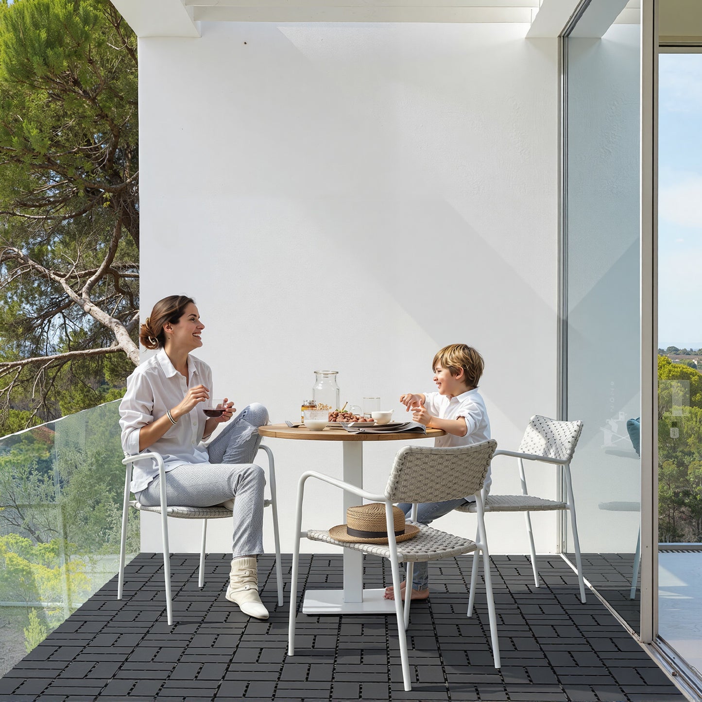 Hengda 30x30cm Bodenfliesen Set, PP Terrassenfliesen, mit Drainage-Klicksystem