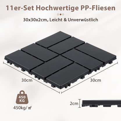 Hengda 30x30cm Bodenfliesen Set, PP Terrassenfliesen, mit Drainage-Klicksystem