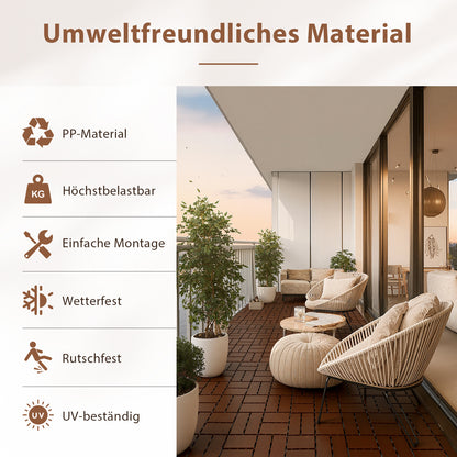 Hengda 30x30cm Bodenfliesen Set, PP Terrassenfliesen, mit Drainage-Klicksystem