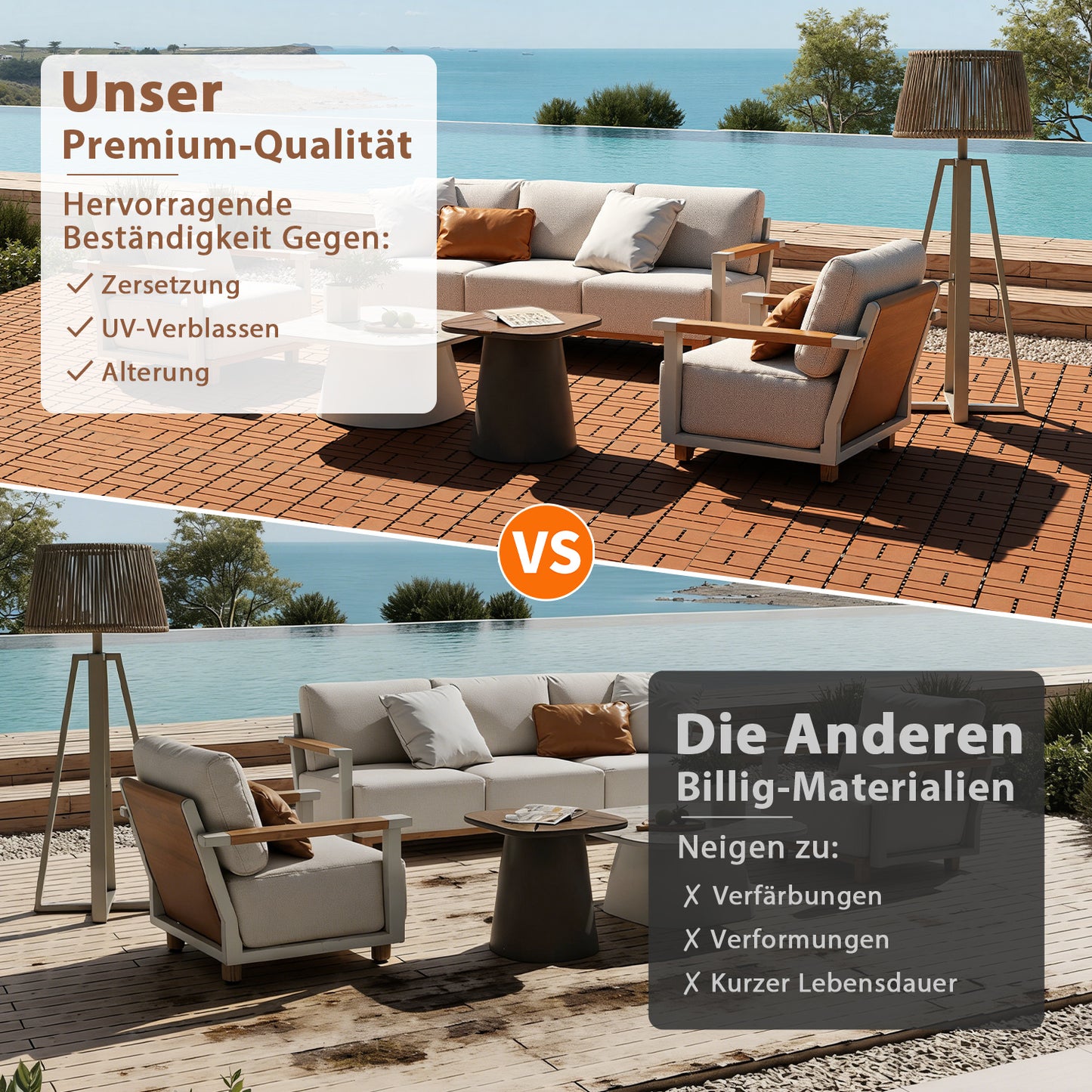 Hengda 30x30cm Bodenfliesen Set, PP Terrassenfliesen, mit Drainage-Klicksystem