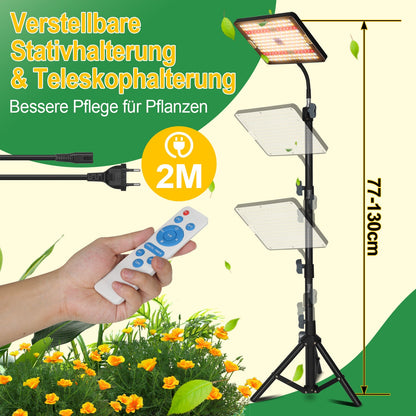 Hengda Pflanzenlampe LED mit Ständer, Höhenverstellbare Pflanzenleuchte LED Vollspektrum, 242 LEDs Grow Lampe