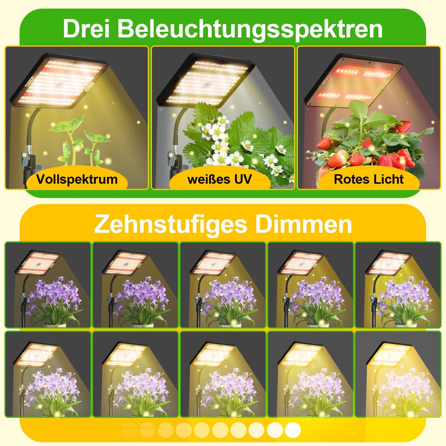 Hengda Pflanzenlampe LED mit Ständer, Höhenverstellbare Pflanzenleuchte LED Vollspektrum, 242 LEDs Grow Lampe