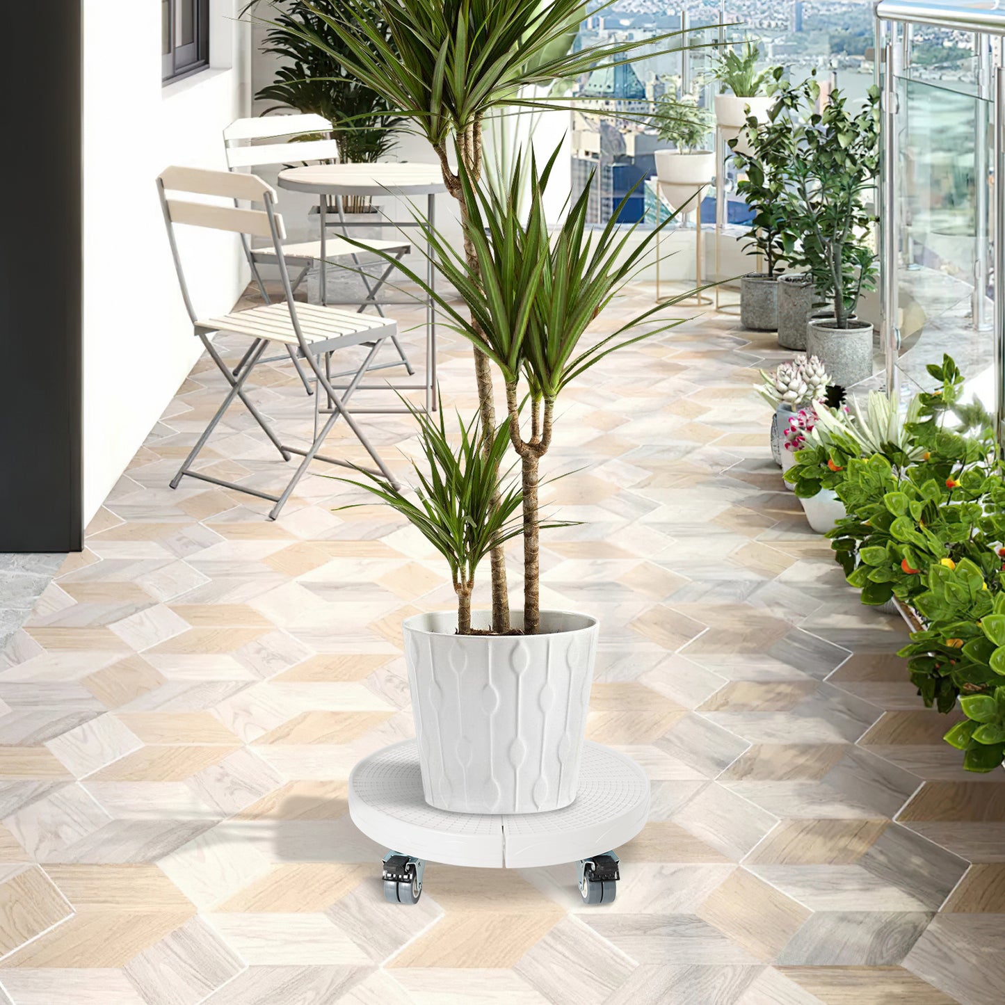 Hengda Pflanzenroller Rund, Blumenroller Einstellbar Ø38-54cm