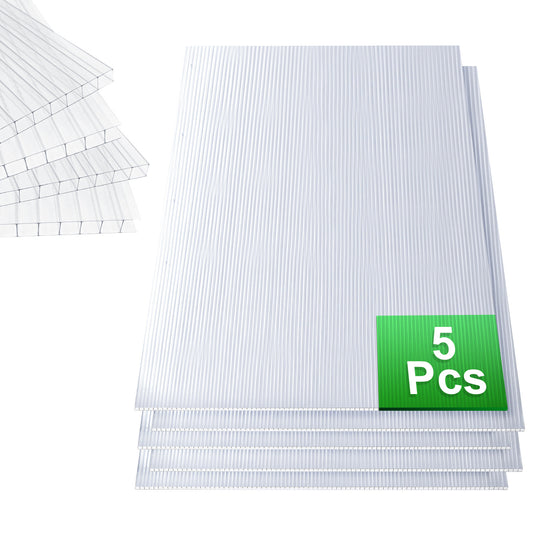Hengda 5x/10x Polycarbonat Hohlkammerstegplatten 8mm, 60.5 x 121 cm Doppelstegplatte Zuschneidbarer