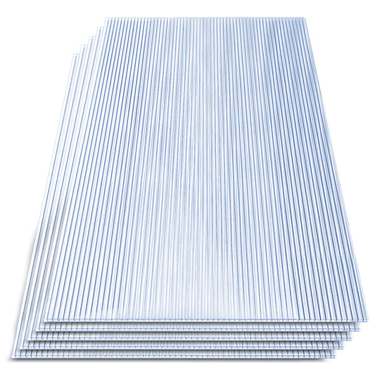 Hengda 5x/10x Polycarbonat Hohlkammerstegplatten 8mm, 60.5 x 121 cm Doppelstegplatte Zuschneidbarer