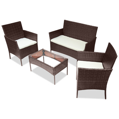 Hengda Polyrattan Gartenmöbel Set 4-teilig, Balkonmöbel Kompakte Sitzgruppe