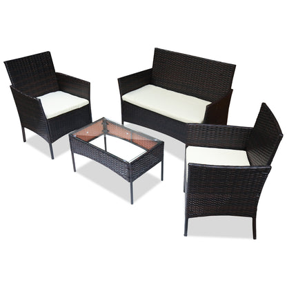 Hengda Polyrattan Gartenmöbel Set 4-teilig, Balkonmöbel Kompakte Sitzgruppe