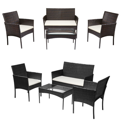 Hengda Polyrattan Gartenmöbel Set 4-teilig, Balkonmöbel Kompakte Sitzgruppe
