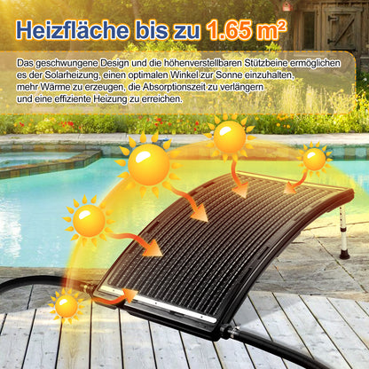 Hengda Poolheizung Solar, 113x69x35cm Solarheizung Pool Höhenverstellbar, Sonnenkollektor bis 10000 L/H