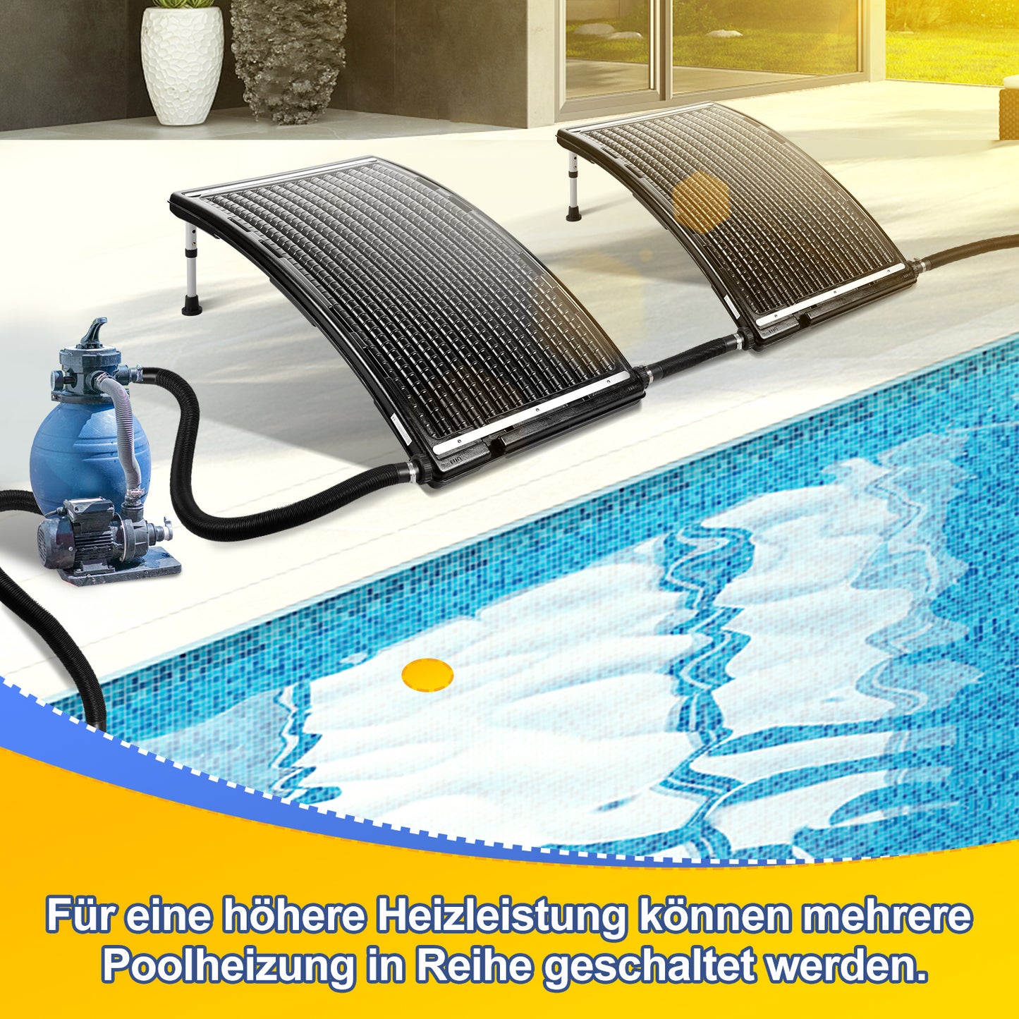 Hengda Poolheizung Solar, 113x69x35cm Solarheizung Pool Höhenverstellbar, Sonnenkollektor bis 10000 L/H