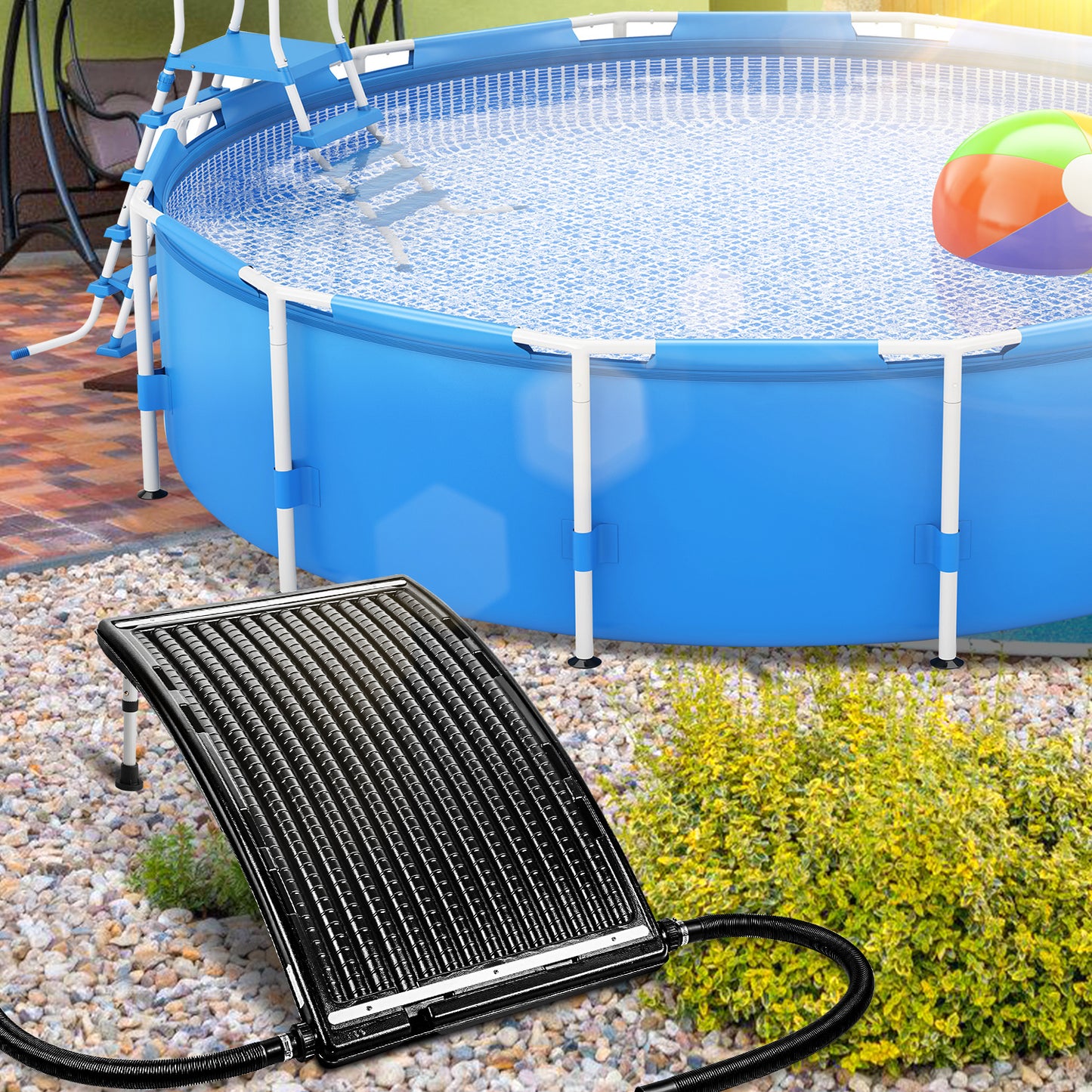 Hengda Poolheizung Solar, 113x69x35cm Solarheizung Pool Höhenverstellbar, Sonnenkollektor bis 10000 L/H