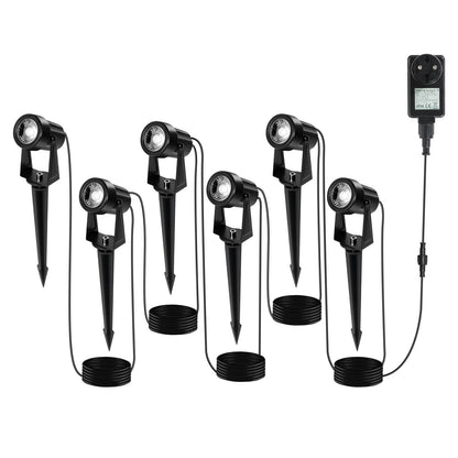 Hengda LED Gartenbeleuchtung mit Erdspieß, 6er Set LED Gartenstrahler RGB Farbwechsel, Gartenleuchte IP65, Gartenlampe Wegbeleuchtung mit Stecker und Fernbedienung