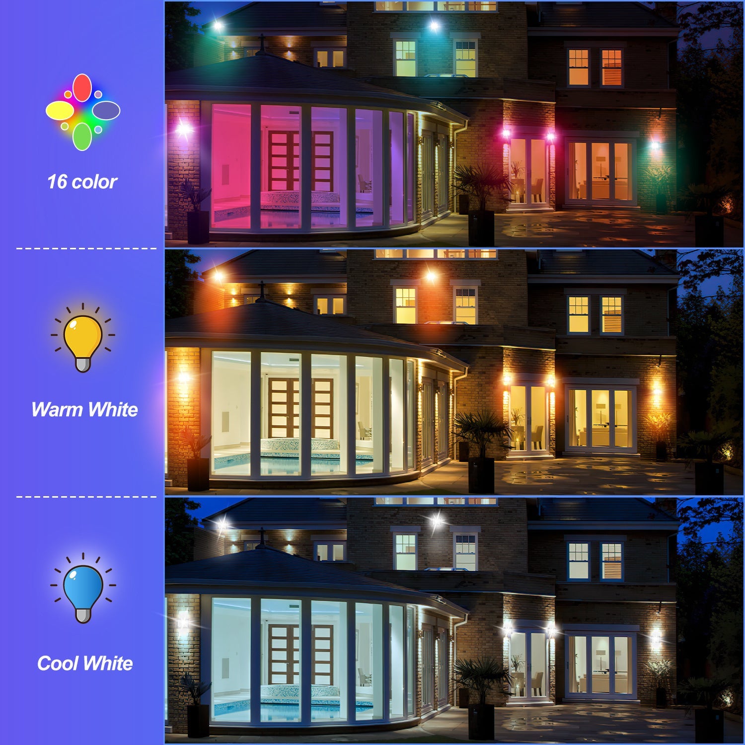 Hengda RGB LED Strahler Außen mit Fernbedienung, 10/20/30/50 W Fluter LED Dimmbar, Flutlicht IP66 Wasserdicht, 4 Modi