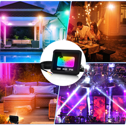 Hengda RGB LED Strahler Außen mit Fernbedienung, 10/20/30/50 W Fluter LED Dimmbar, Flutlicht IP66 Wasserdicht, 4 Modi