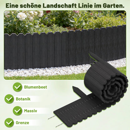 Hengda Flexible Rasenkante aus Holz für Garten, Rollborder Beetumrandung