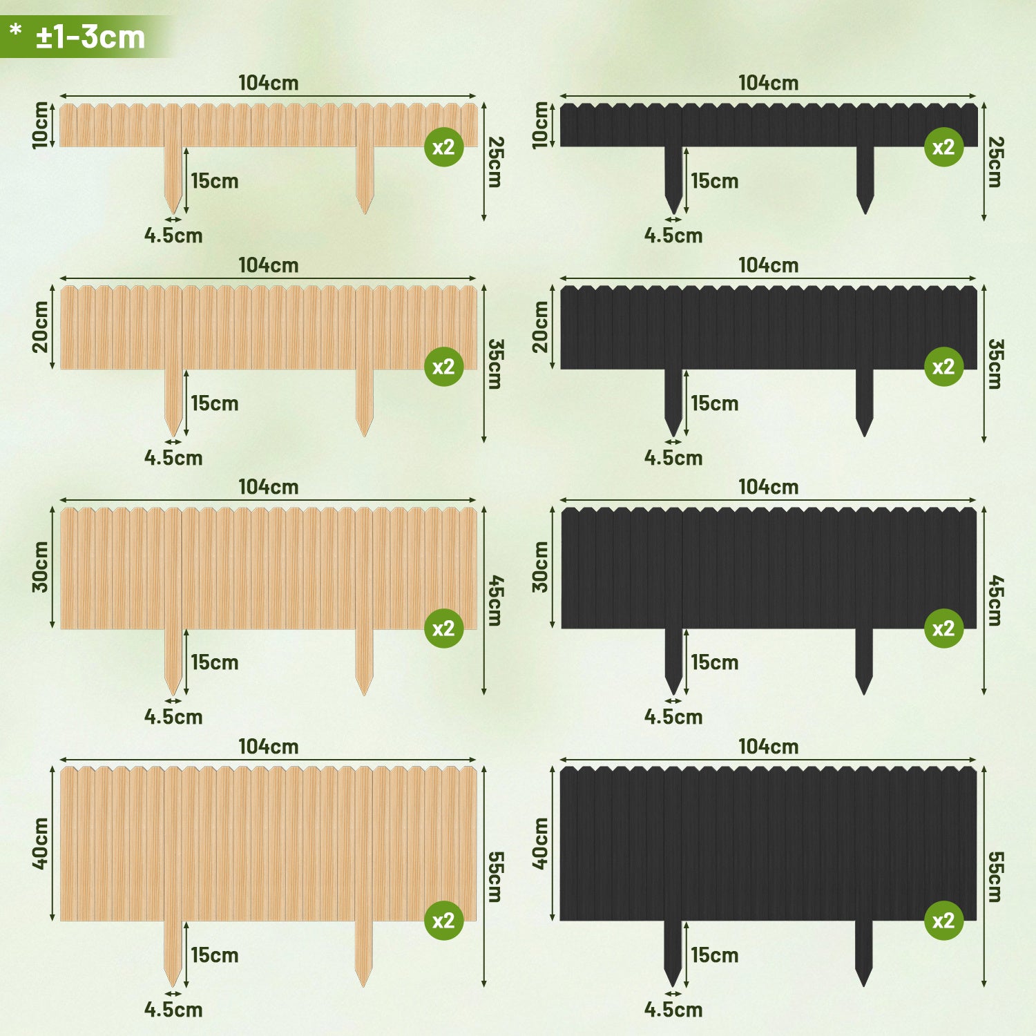 Hengda Flexible Rasenkante aus Holz für Garten, Rollborder Beetumrandung