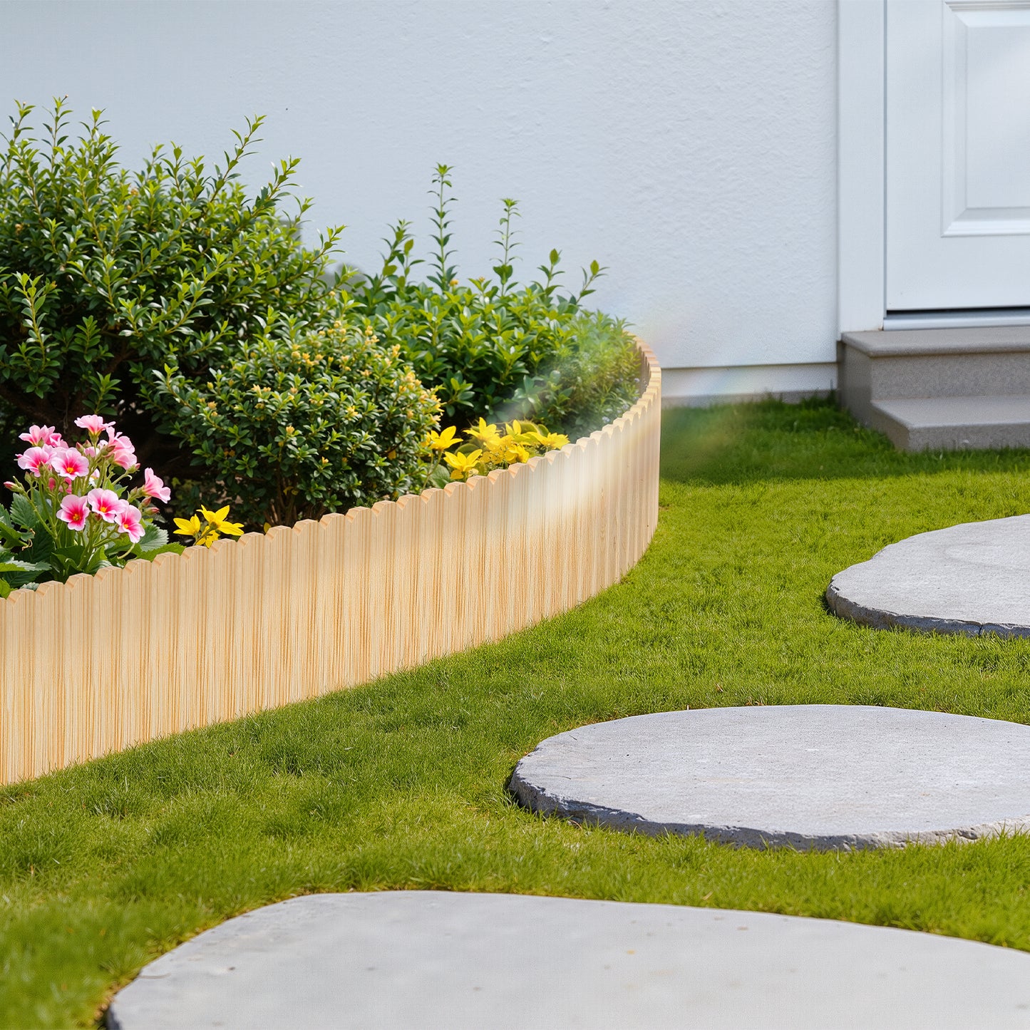 Hengda Flexible Rasenkante aus Holz für Garten, Rollborder Beetumrandung