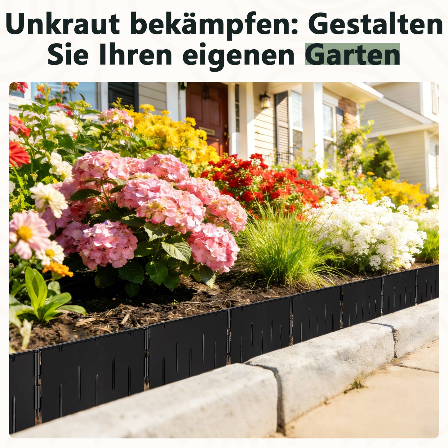 Hengda Rasenkante Kunststoff, Gartenbegrenzungsband, PP-Rasenkante