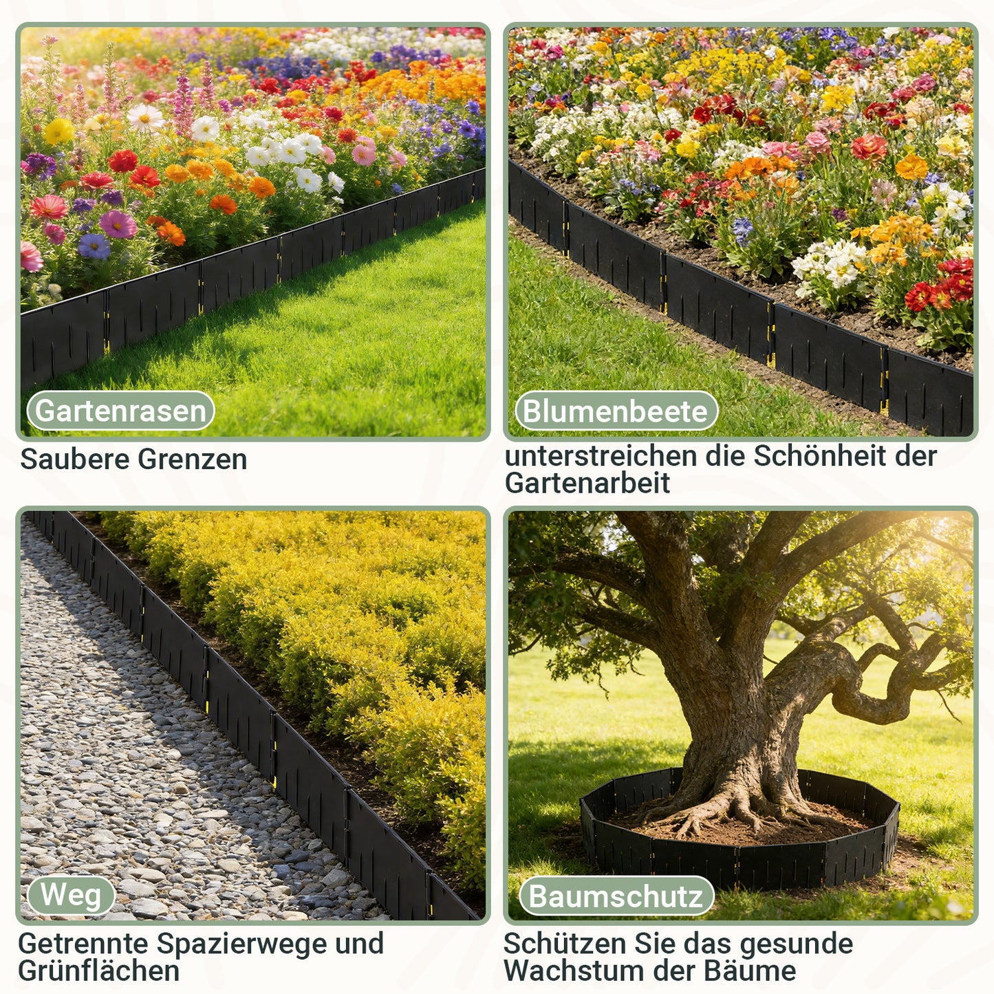 Hengda Rasenkante Kunststoff, Gartenbegrenzungsband, PP-Rasenkante