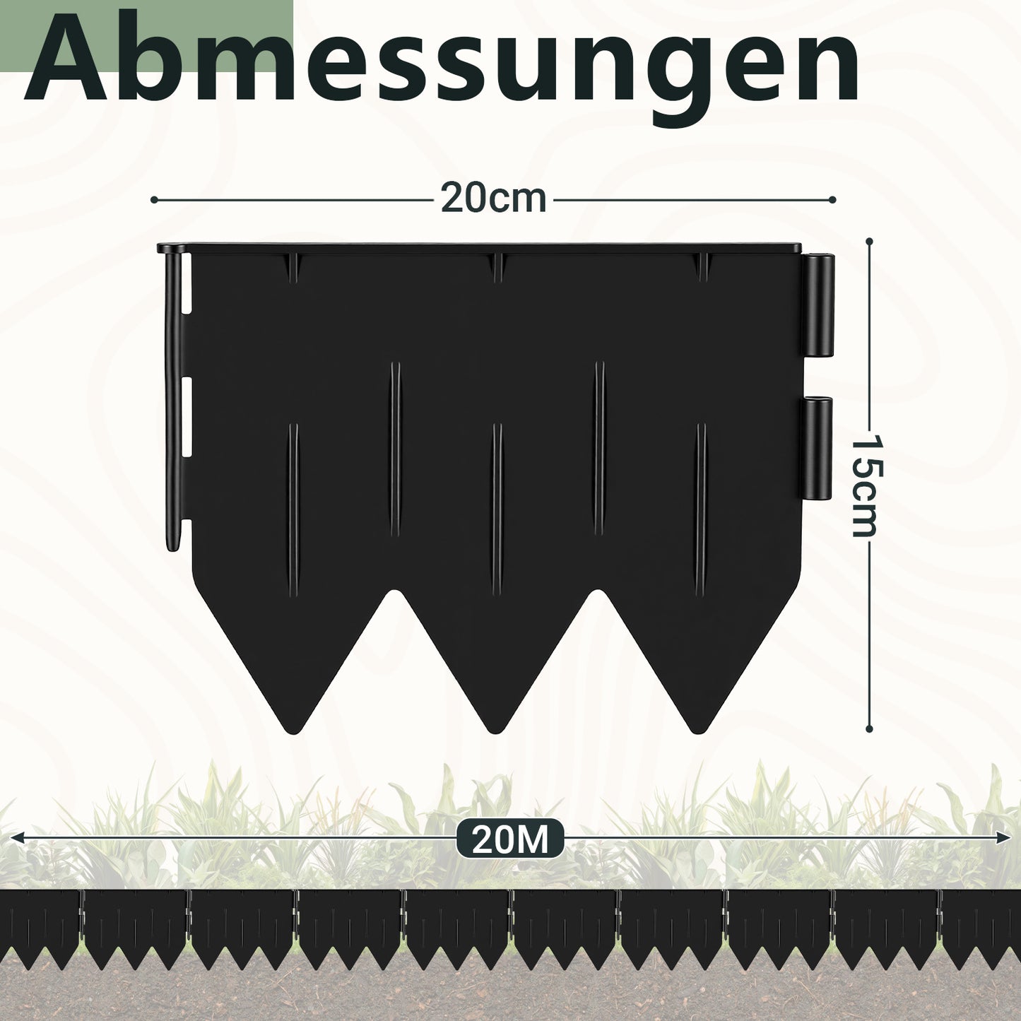 Hengda Rasenkante Kunststoff, Gartenbegrenzungsband, PP-Rasenkante