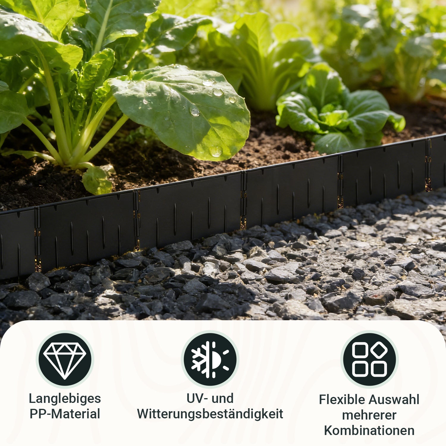 Hengda Rasenkante Kunststoff, Gartenbegrenzungsband, PP-Rasenkante