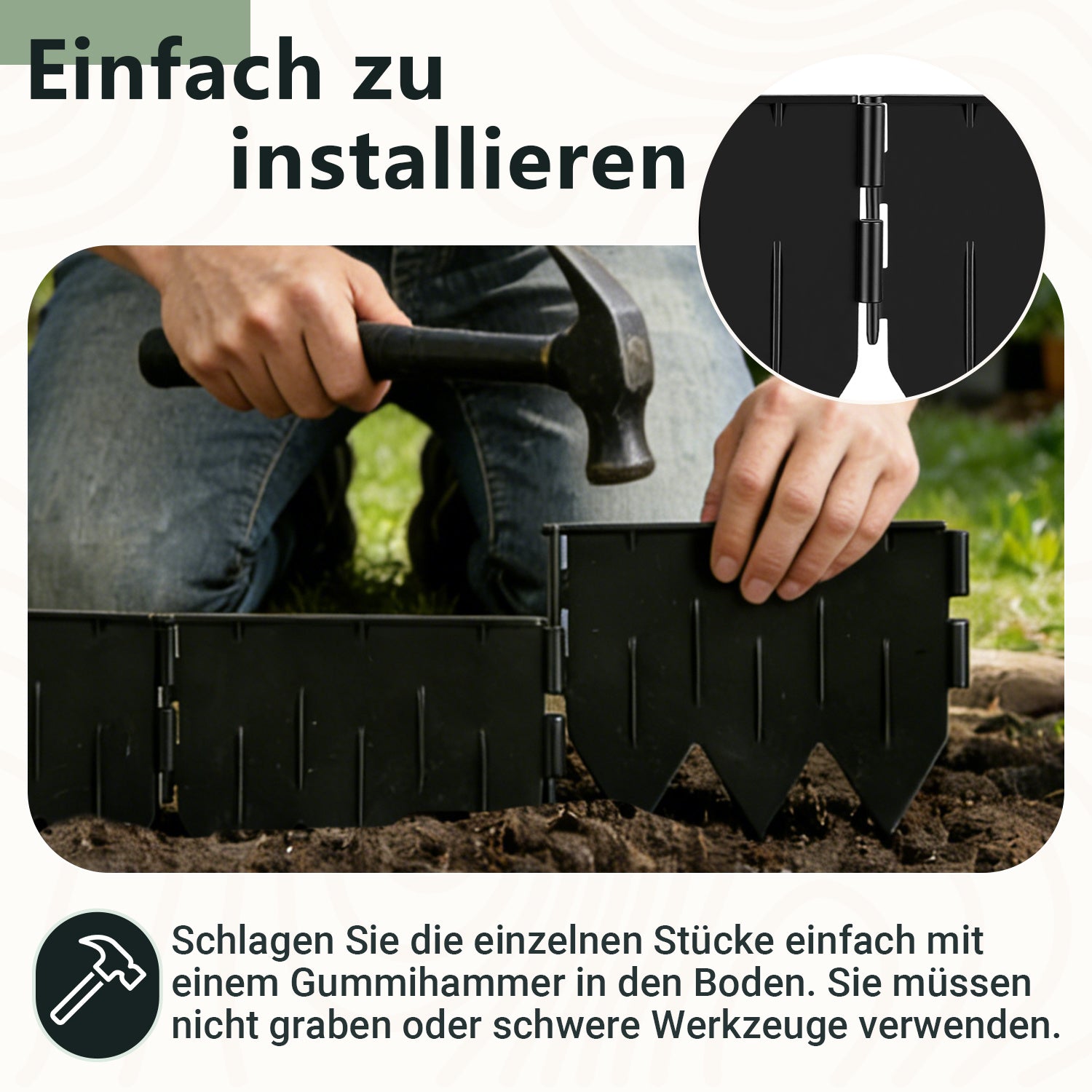 Hengda Rasenkante Kunststoff, Gartenbegrenzungsband, PP-Rasenkante