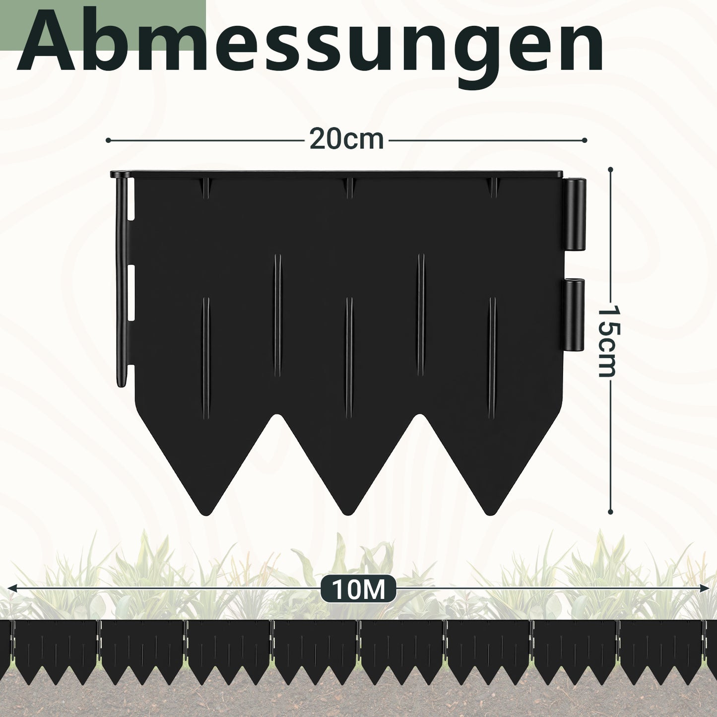 Hengda Rasenkante Kunststoff, Gartenbegrenzungsband, PP-Rasenkante