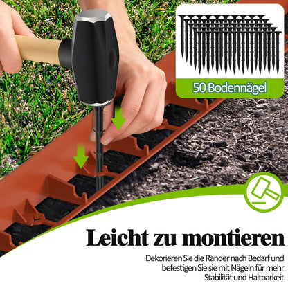 Hengda Rasenkante Kunststoff, Pflasterkante mit Erdanker, Mähkante für Rasen, Beet