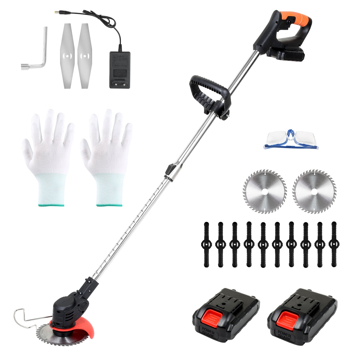 Hengda Rasentrimmer, Rasen Kantenschneider, inkl. 2X 1.5Ah Akkus und Ladegerät, 18.000 U/min, 24V