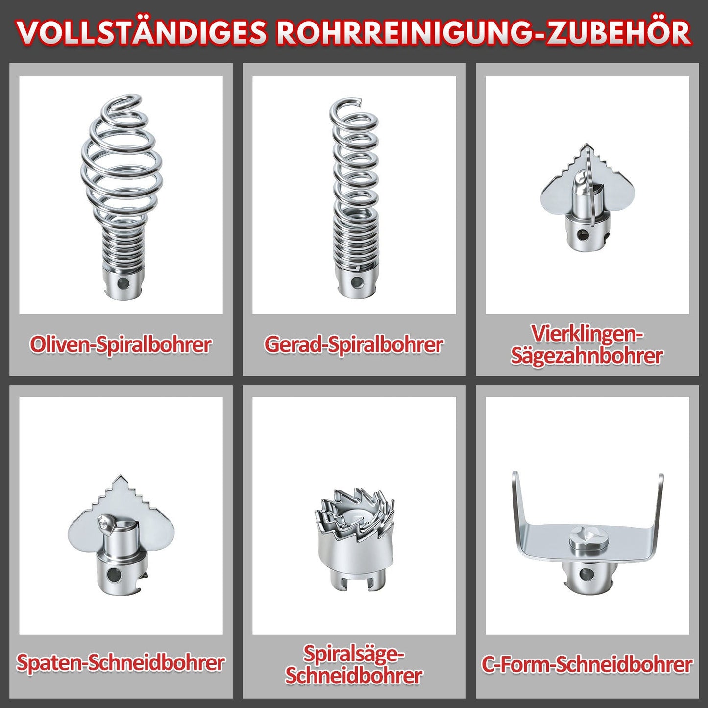 Hengda Rohrreinigungsmaschine 500W, Elektrische Abflussreiniger mit 6 Köpfen,  Rohrreinigungsgerät, Elektrische Köpfe Für 20–120 mm Rohre