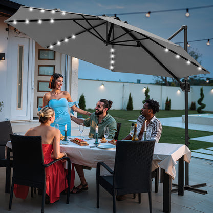 Hengda Sonnenschirm Ø 300 cm, Ampelschirm mit 28 LED, Terrassenschirm Rund Wasserdicht