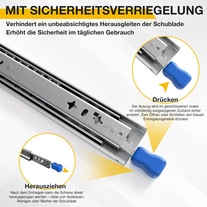 Hengda Schwerlast Schubladenschienen, 53mm Breite Schwerlastauszug Verriegelbar