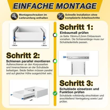 Hengda Schwerlast Schubladenschienen, 53mm Breite Schwerlastauszug Verriegelbar