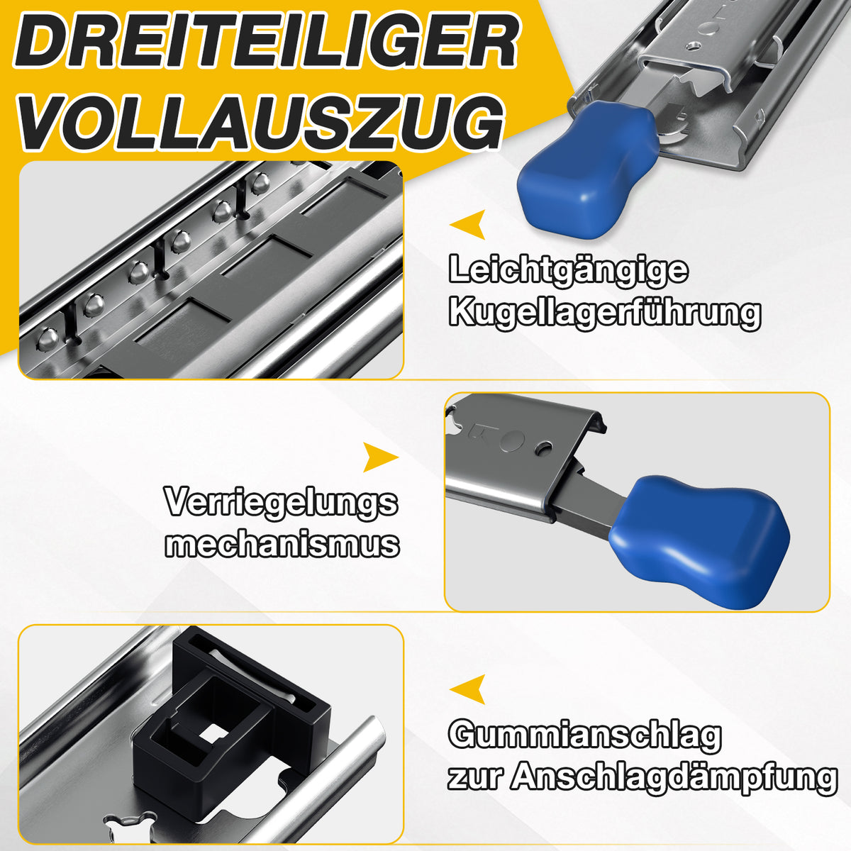 Hengda Schwerlast Schubladenschienen, 53mm Breite Schwerlastauszug Verriegelbar