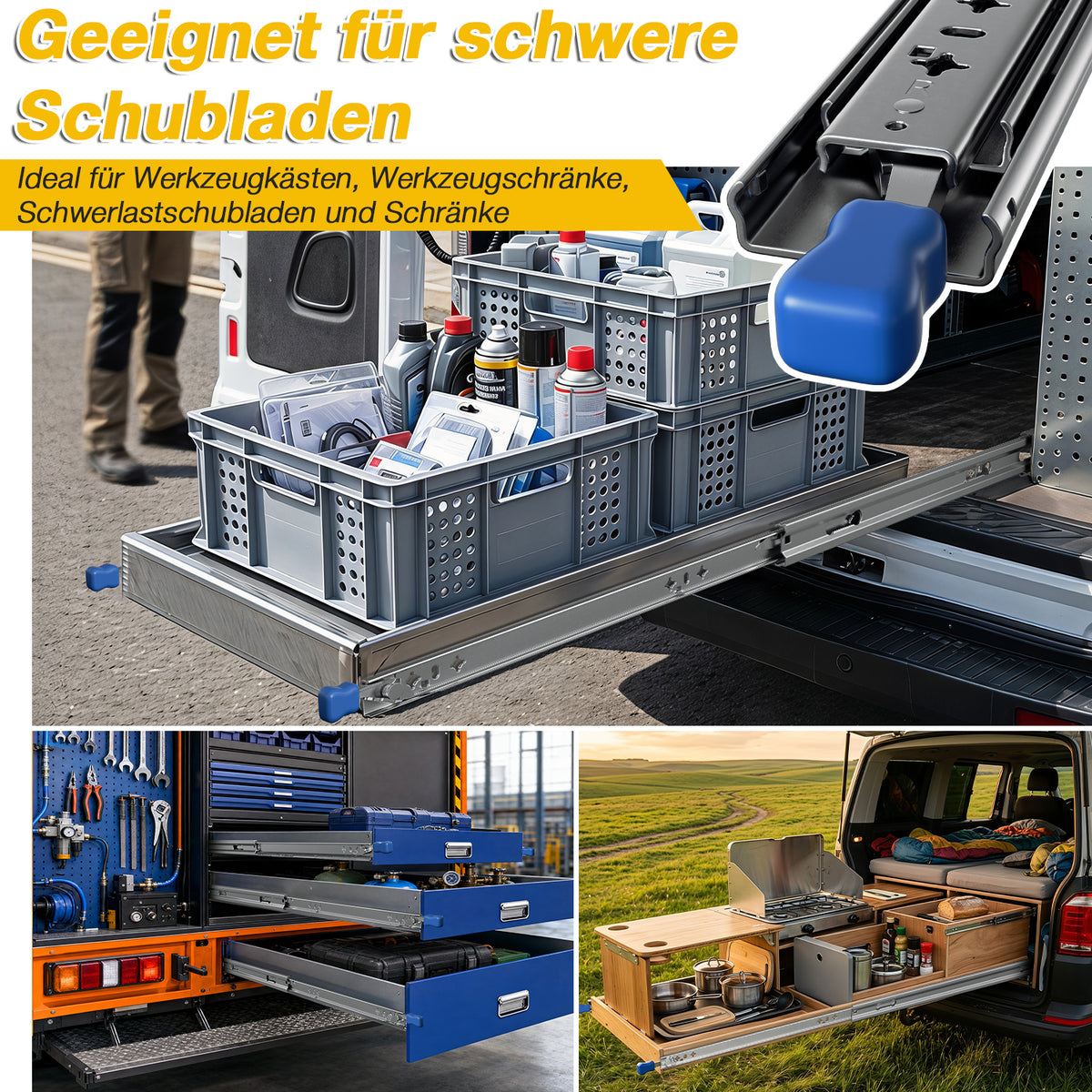 Hengda Schwerlast Schubladenschienen, 53mm Breite Schwerlastauszug Verriegelbar