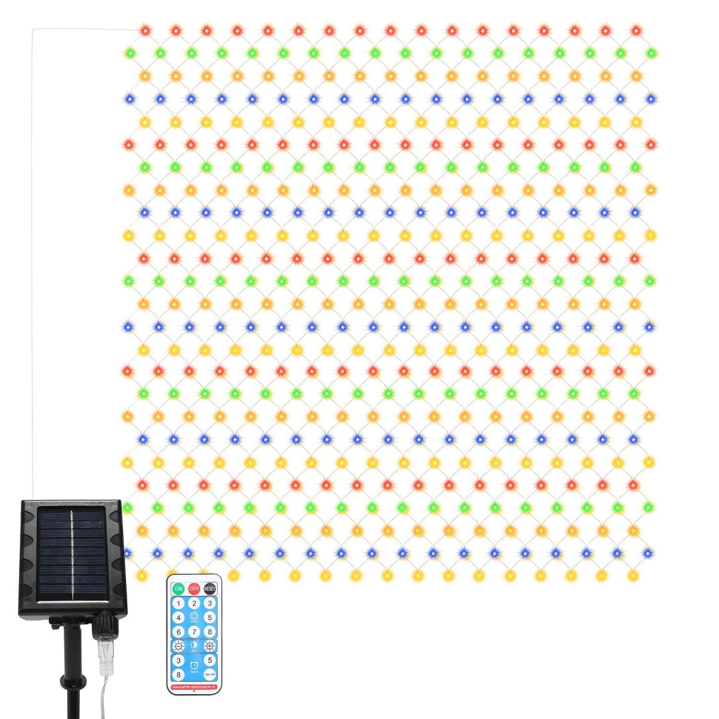 Hengda Solar LED Lichternetz IP44 Außen | Lichtervorhang mit Fernbedienung & Timer | LED Lichterkette für Garten, Fenster, Balkon & Weihnachtsdeko