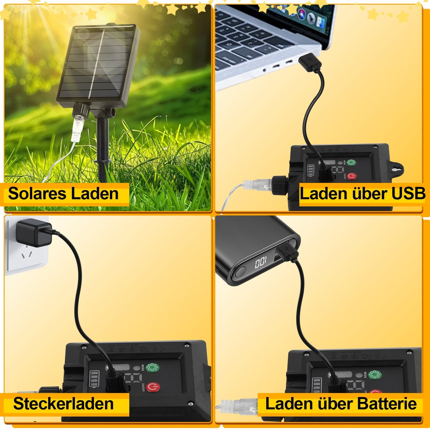 Hengda Solar Eisregen Lichterkette mit Fernbedienung 5m-15m