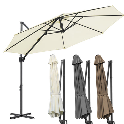 Hengda Sonnenschirm Ø 300 cm, 360° Rotation, Ampelschirm Rund Marktschirm für Gärten, Terrassen