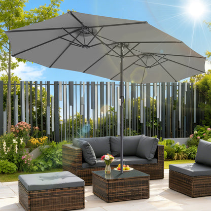 Hengda Sonnenschirm Doppelsonnenschirm, Gartenschirm Windfest Kurbelschirm Sonnenschutz, ohne Ständer