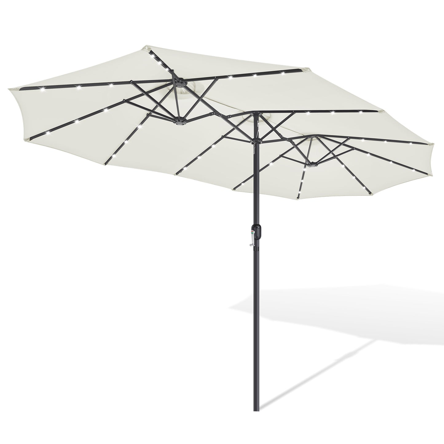 Hengda Sonnenschirm, Kurbelschirm, mit LED Solar, Terrassenschirm ohne Ständer