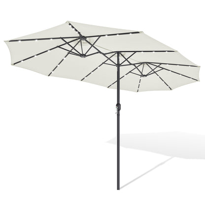 Hengda Sonnenschirm, Kurbelschirm, mit LED Solar, Terrassenschirm ohne Ständer