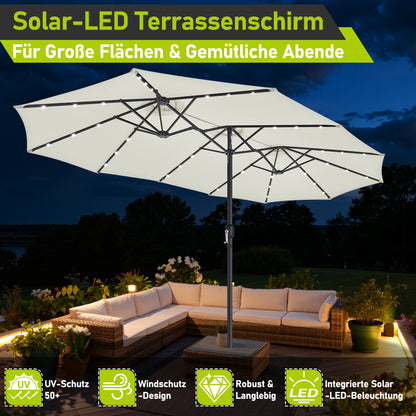 Hengda Sonnenschirm, Kurbelschirm, mit LED Solar, Terrassenschirm ohne Ständer