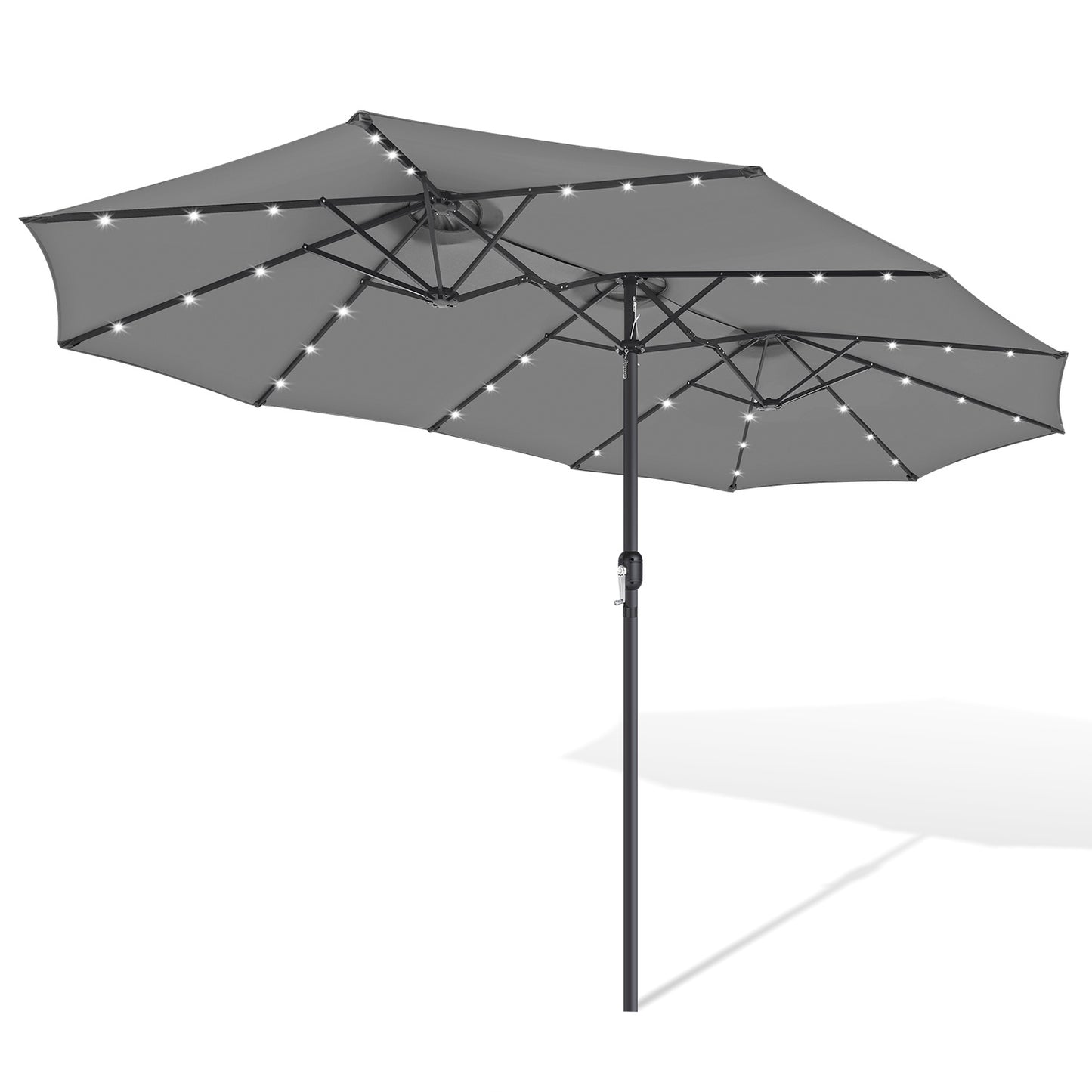 Hengda Sonnenschirm, Kurbelschirm, mit LED Solar, Terrassenschirm ohne Ständer
