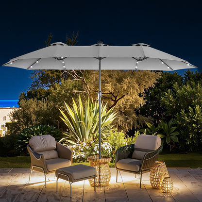 Hengda Sonnenschirm, Kurbelschirm, mit LED Solar, Terrassenschirm ohne Ständer